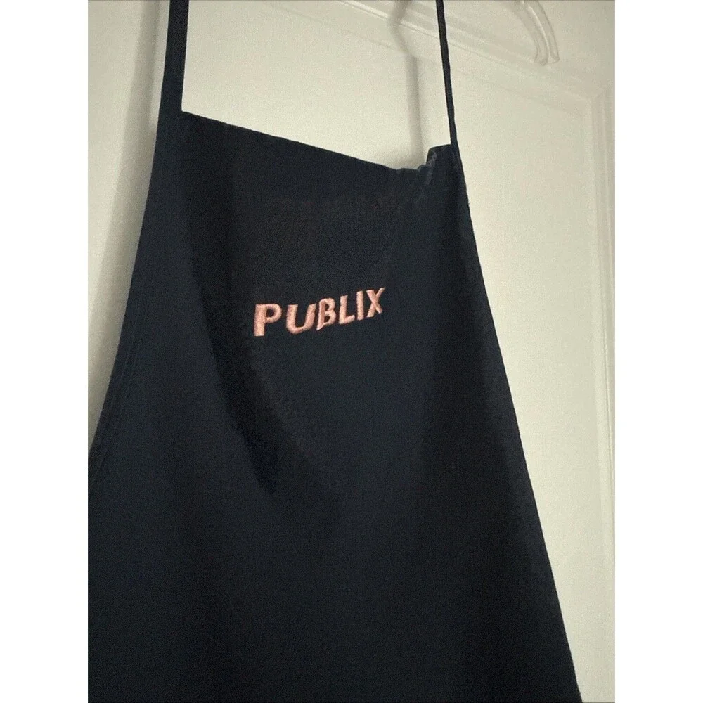 VTG Publix Grocery Apron Blue w/ Pink Embroidery Bakery Food Produce Uniform